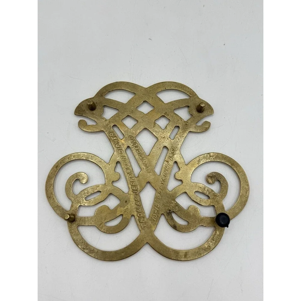 Virginia Metalcrafters Brass Thomas Jefferson Cipher Monticello Trivet CW 10-15